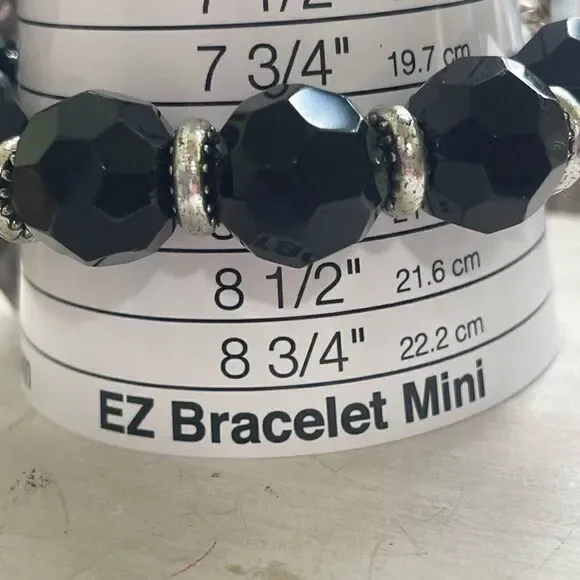 Silver-tone & Black Flowers Statement Bracelet - Picture 9 of 10